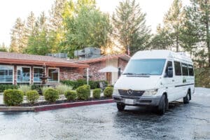Outdoor view with van at The Pines